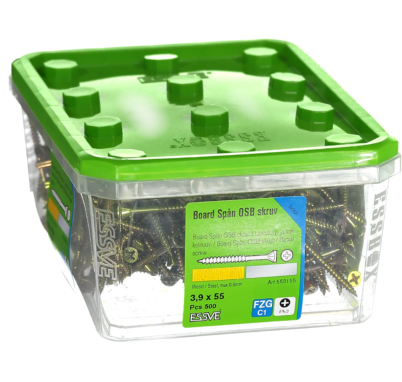 Spon/osb-skrue inv 3,9x55 gul a-500 gulkromatisert for bruk innendørs null - null - 2 - Miniatyr