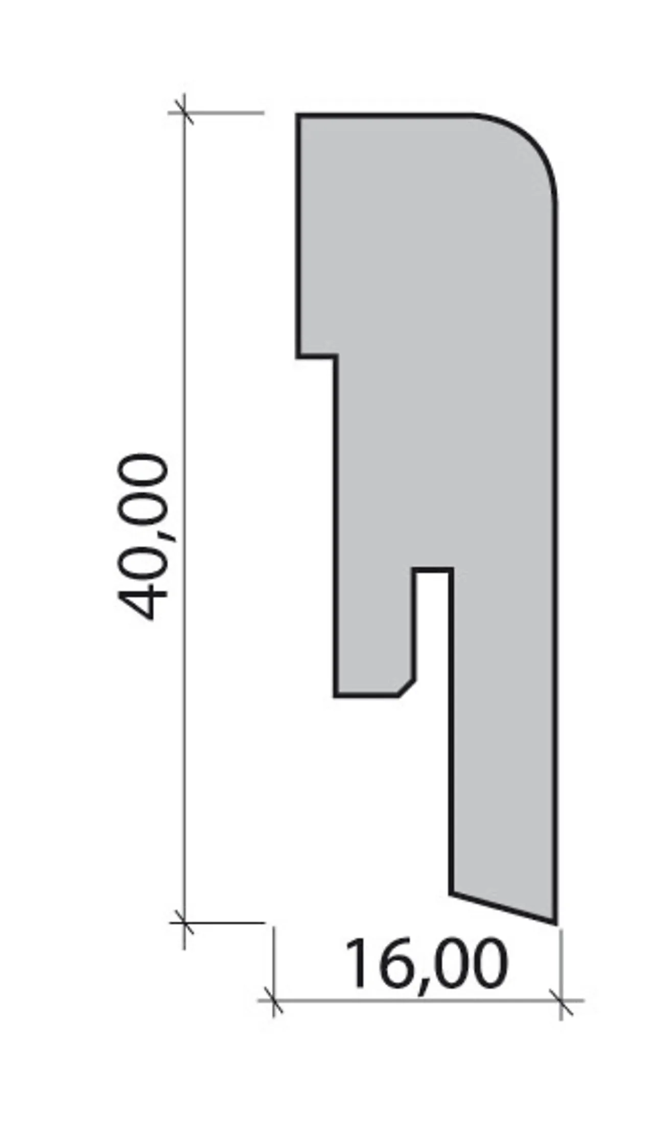 Gulvlist 16x40 steele finert lasert 240cm