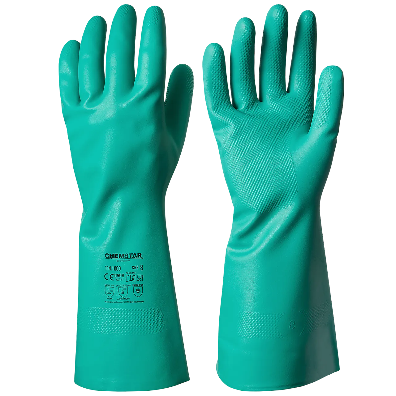 Hanske nitril 33 cm str 8 olje syrebestandig