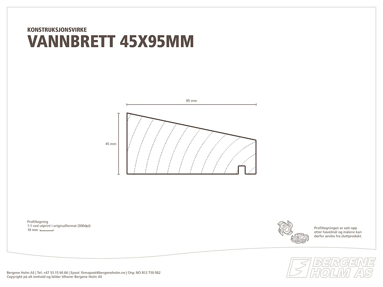 Vannbrett furu impregnert 45x095 mm Vannbrett furu impregnert 45x095 mm