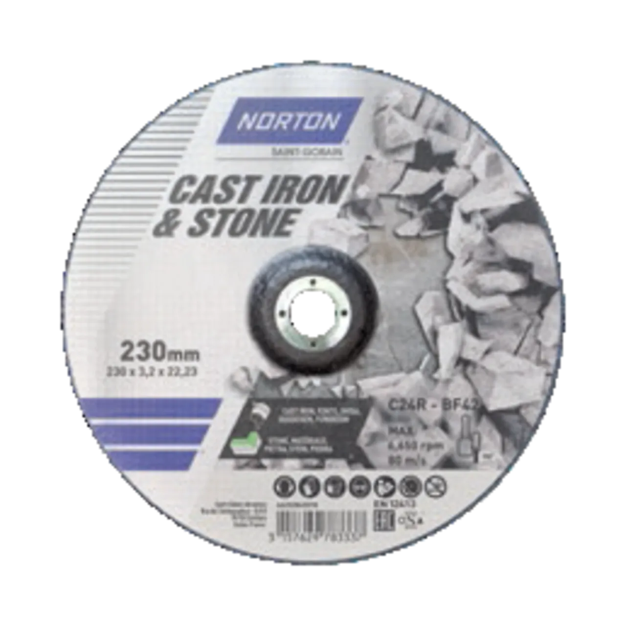 Kappeskive 125x2,5x22,2 cast&stone norton 5" kappeskive c24t