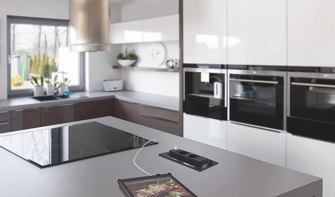 Nedfelt stikkontakt BackFlip matt sort null - null - 2 - Miniatyr