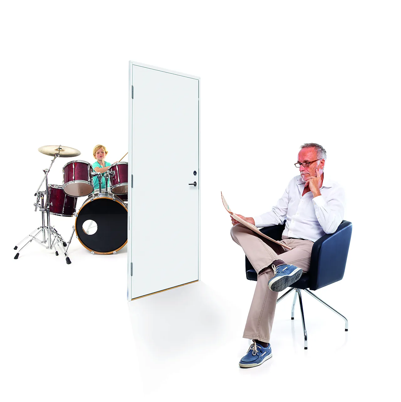 Bygg1 innerdør EI30/25dB hvit 40x92 cm venstrehengslet