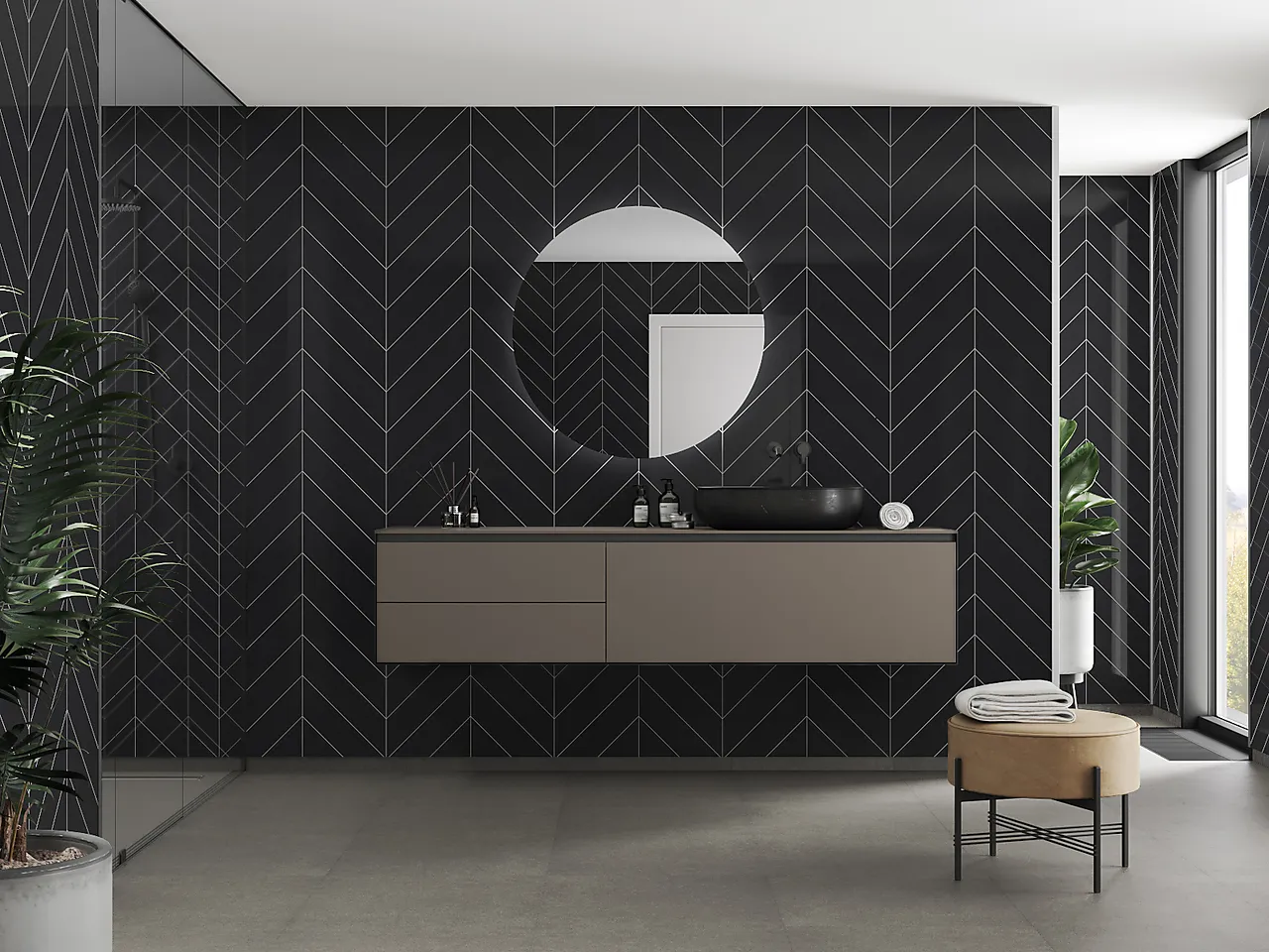 Baderomspanel 2124 chevron black gloss null - Chevron - 2 - Miniatyr
