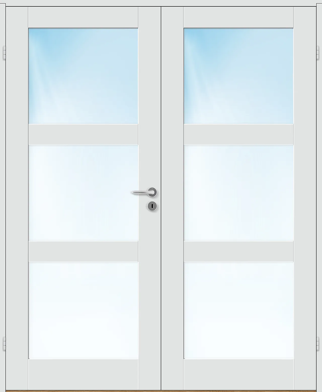 Dobbel innerdør Stil 3 med glass hvit 153x210 cm Dobbel innerdør Stil 3 med glass hvit 153x210 cm
