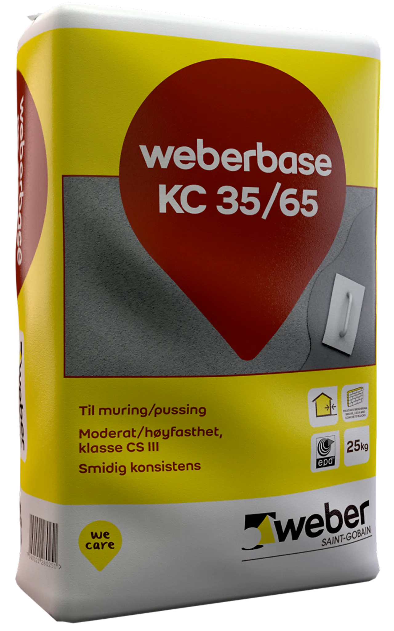 Mørtel til muring/pussing KC 35/65 25 kg plastsekk Mørtel til muring/pussing KC 35/65 25 kg plastsekk