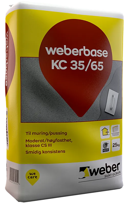 Mørtel til muring/pussing KC 35/65 25 kg plastsekk