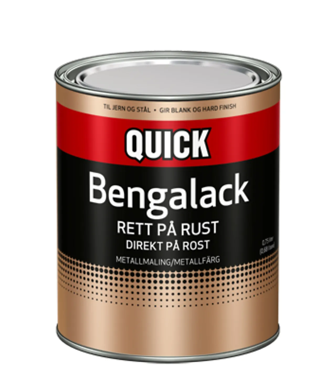 Quick Bengalack rett på rust Nr 153 0,75 liter Sort Silkematt Quick Bengalack rett på rust Nr 153 0,75 liter Sort Silkematt