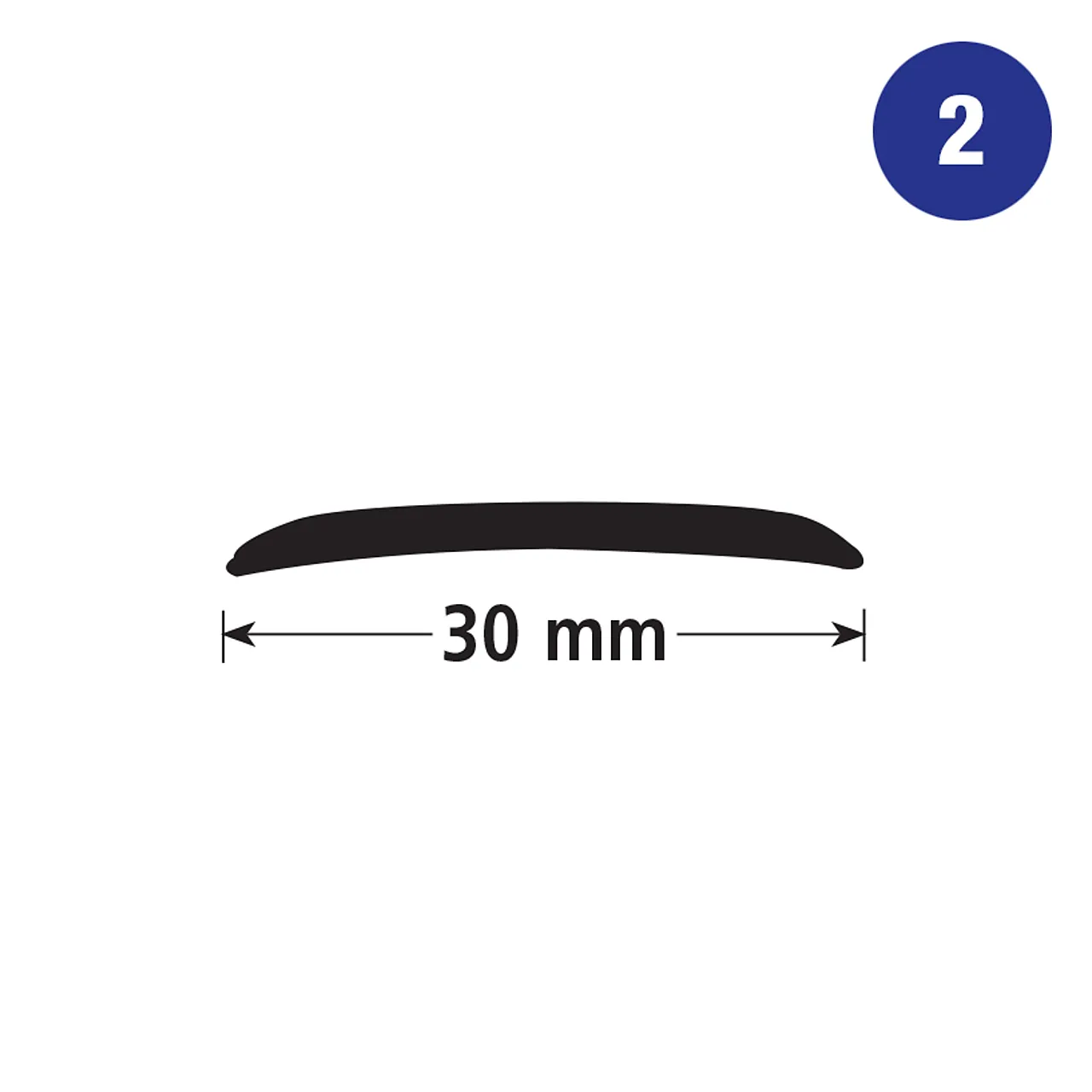Overgangslist 2 eik hvit 30mm 1m null - 1 m - 3 - Miniatyr