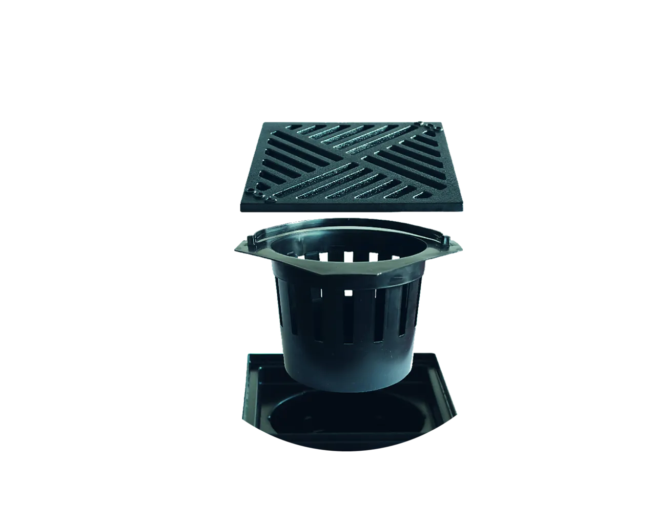 Nedsivningssluk med støpejernsrist l25,6 x b25,6 x h57,9 cm