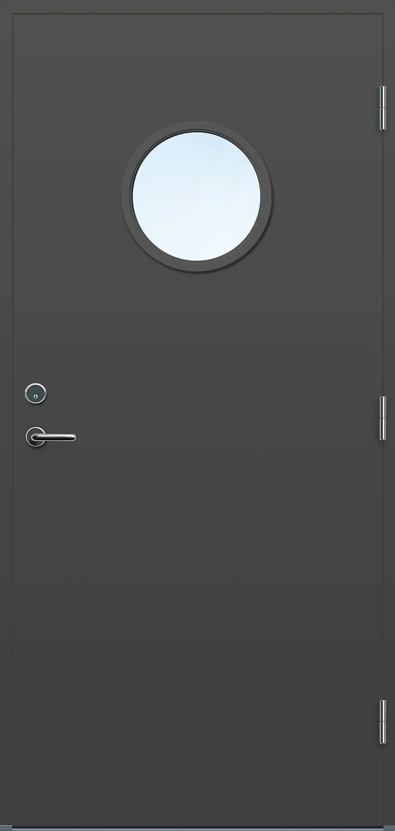 Ytterdør Stavanger med glass mørk grå høyre 90x200 cm