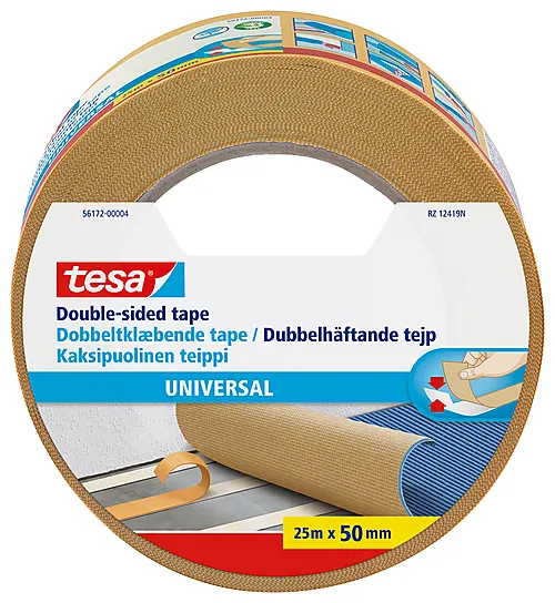Teppetape universal 25m x 50mm inne dobbeltsidig permanent montering