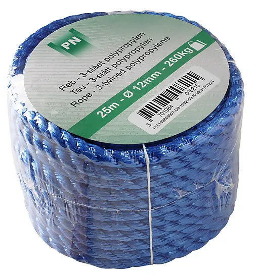 Tau 3-slått ø 12 x 25 m polypropylen