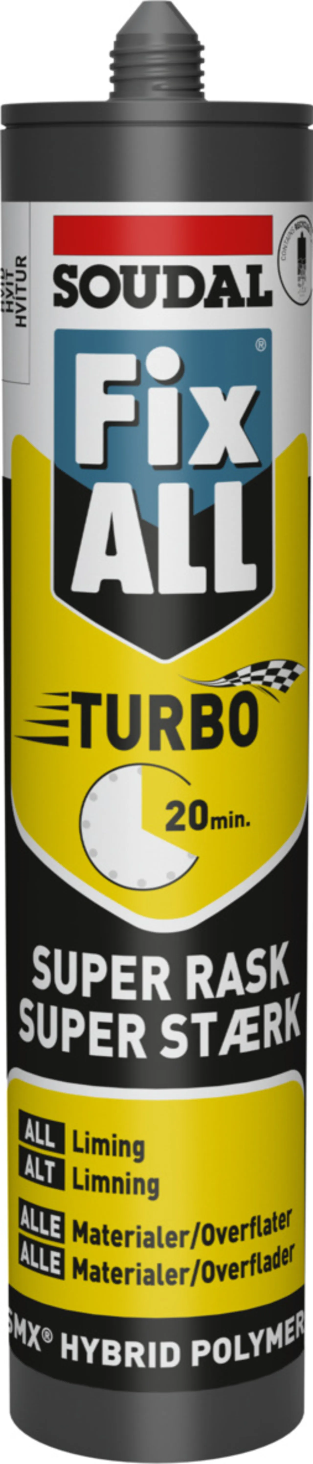 Monteringslim Fix all turbo 290 ml hvit Monteringslim Fix all turbo 290 ml hvit