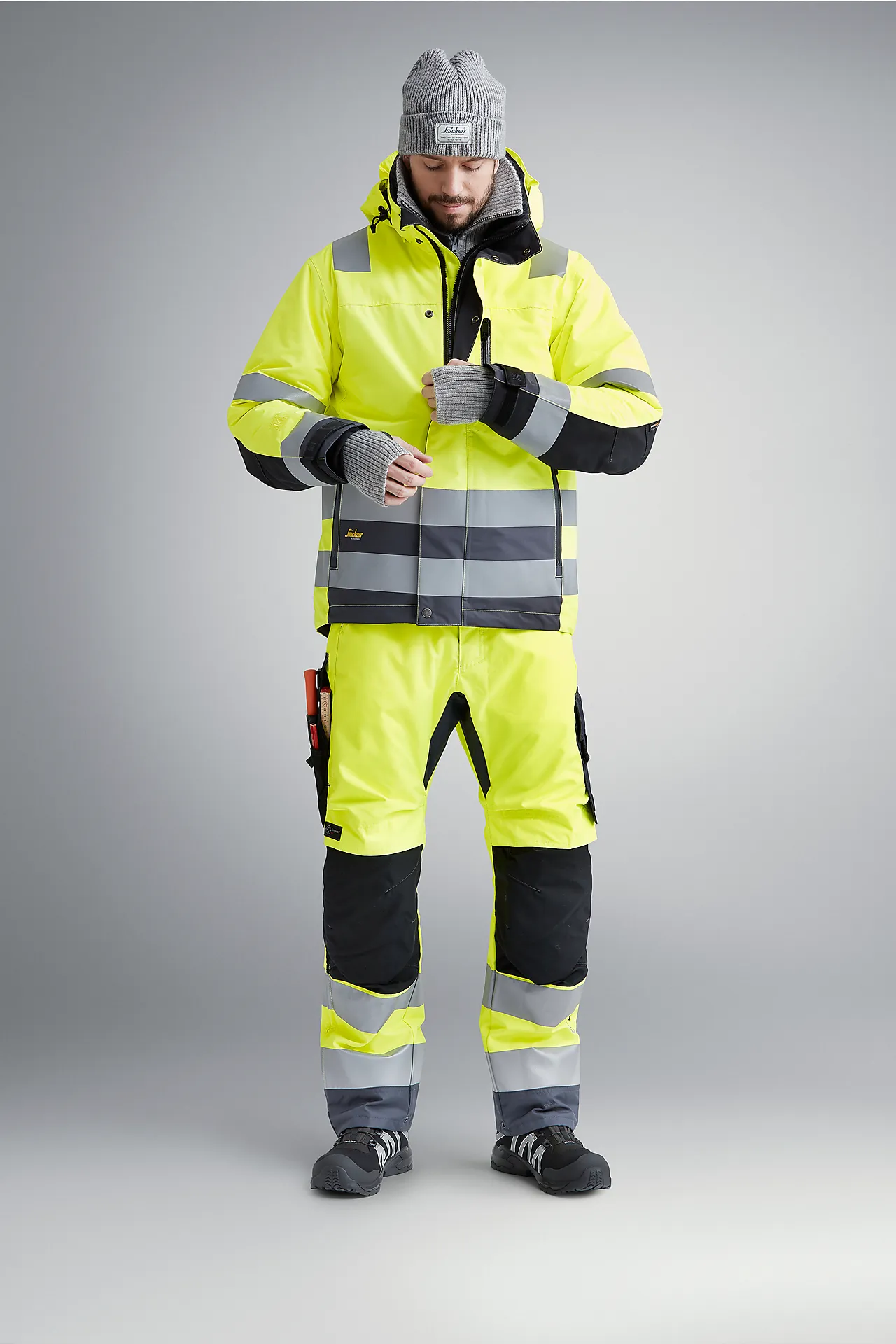 Snickers vinterbukse 6639 gul str M highvis klasse 2 null - M - 2 - Miniatyr