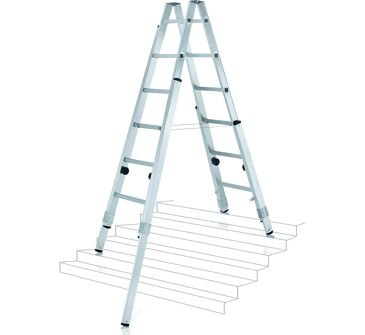 Stige justerbar 2,4m z600 vario zarges. Med 4 regulerbare ben Stige justerbar 2,4m z600 vario zarges. Med 4 regulerbare ben