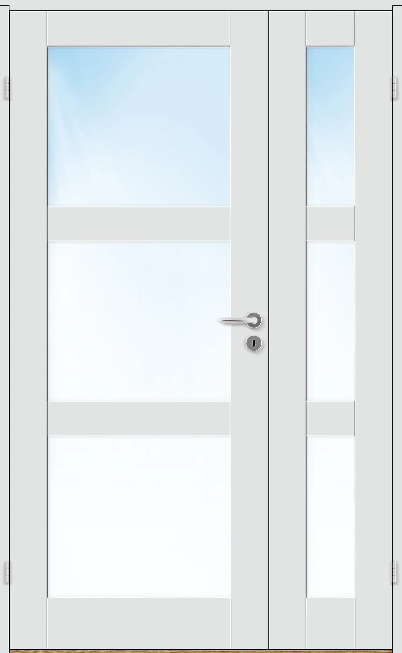 Sidefelt innerdør Stil 3 med glass hvit 40x210 cm