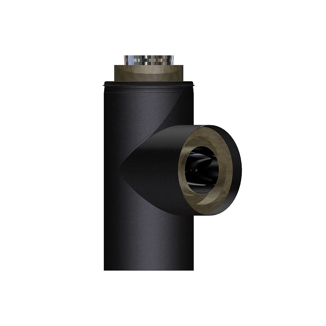 T-rør ø150 helisolert 90gr sort T-rør ø150 helisolert 90gr sort