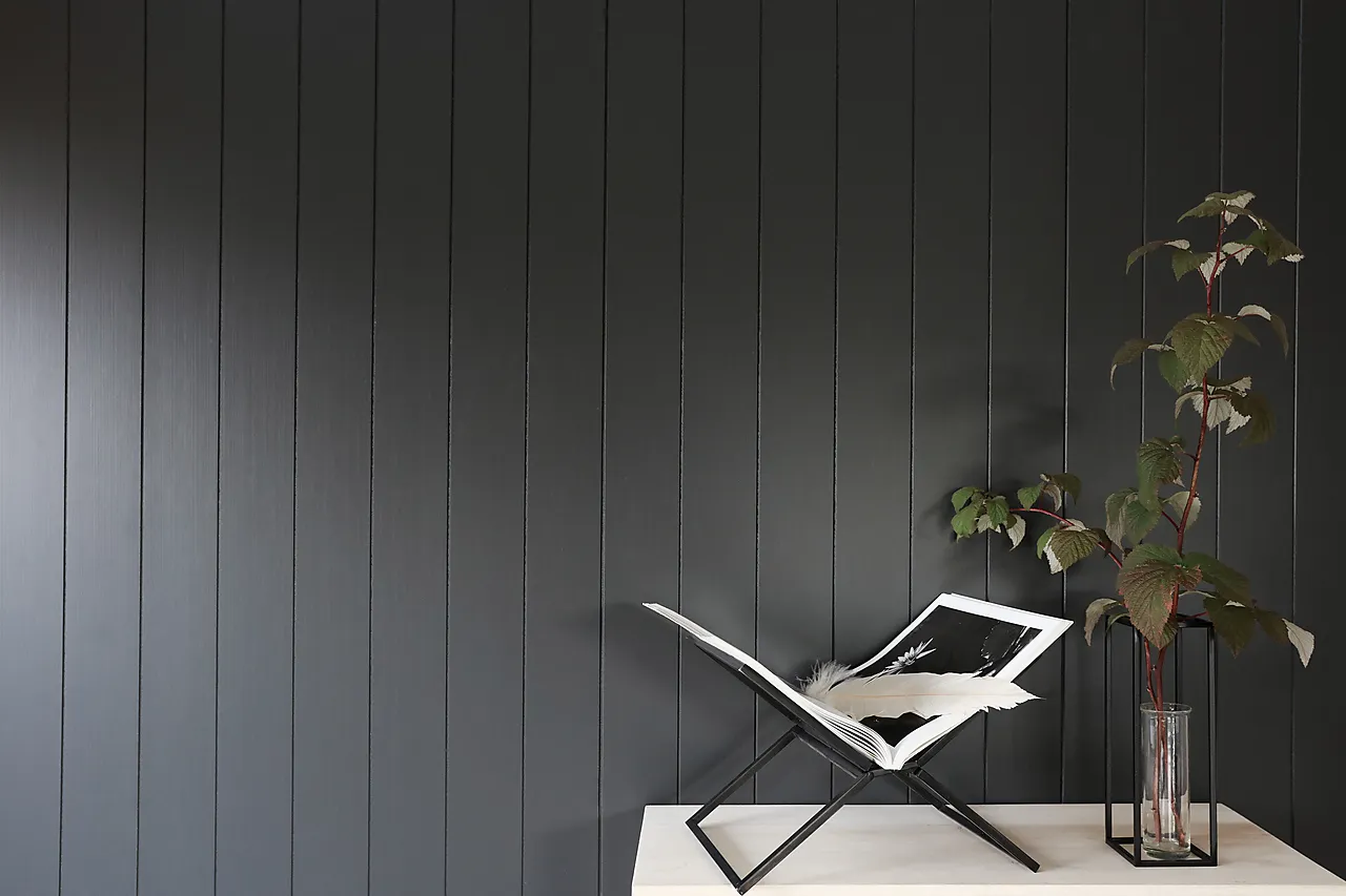 Veggplate Trefiber v-fas dempet sort 11x620x2390 mm