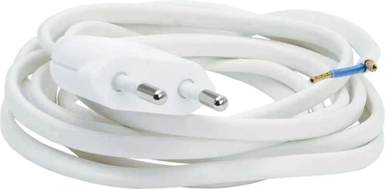 Lampettledning med EU-støpsel 2,5 meter hvit