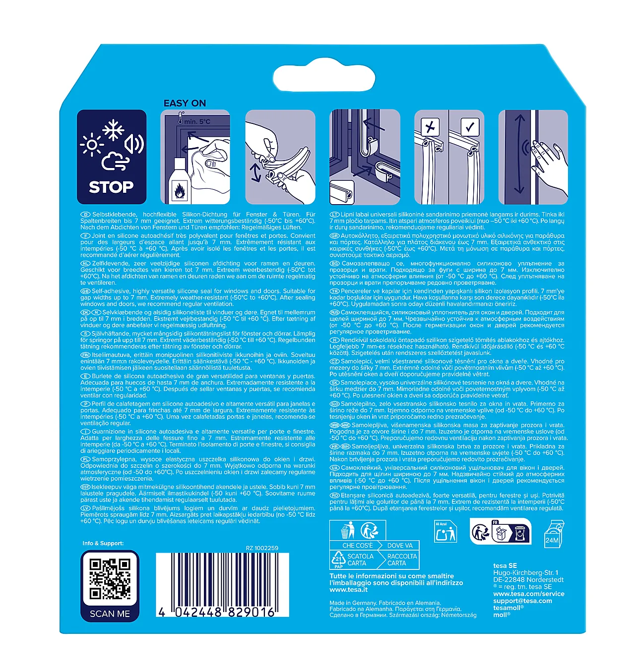 Tetningslist silikon hvit 6 meter