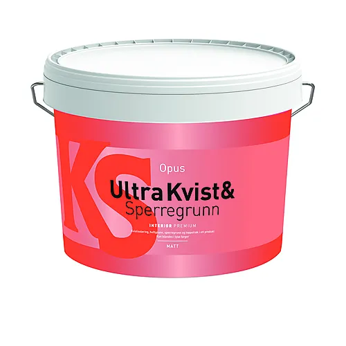Opus kvist- og sperregrunn interiør base hvit 9 liter