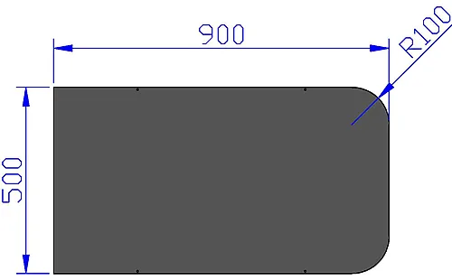 Gulvplate stål sort 500 x 900 mm emalje