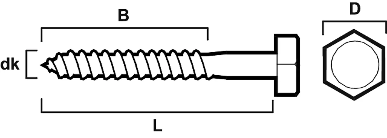 Treskrue fransk sekskanthode 6x40 mm 100 stk null - 6x40 - 3 - Miniatyr