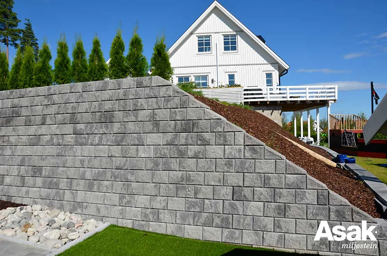 Støttemur mini exclusive skrå avslutning gråmelert 25x34x17 cm null - null - 3 - Miniatyr