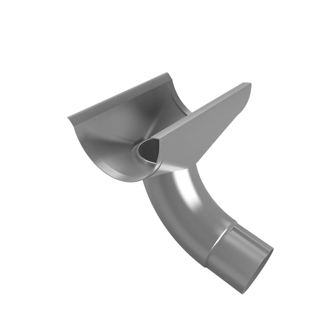 Trakt til takrenne 125 mm med bend 75 grader ubehandlet Trakt til takrenne 125 mm med bend 75 grader ubehandlet