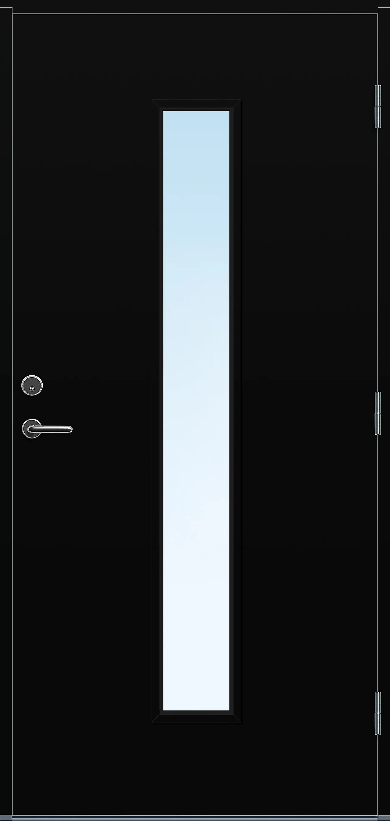 Ytterdør Volda med glass svart høyre 90x200 cm