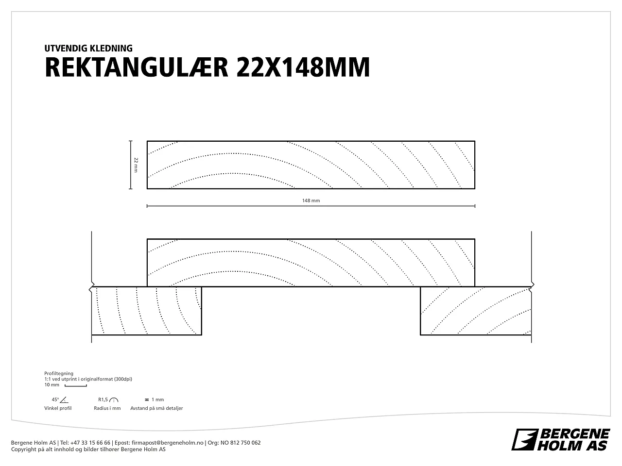 Kledning rektangulær CU-imp 22x148x7200 mm stk null - 22x148x7200 mm - 2 - Miniatyr