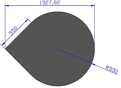 Gulvplate stål sort 1100 x 1330 mm radie på sirkel