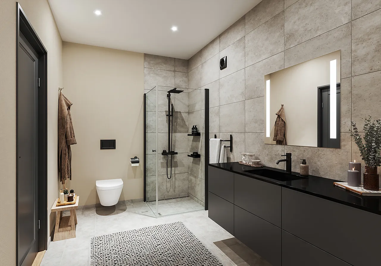 Baderomsvifte 100 mm ekstern bryter svart null - null - 2 - Miniatyr