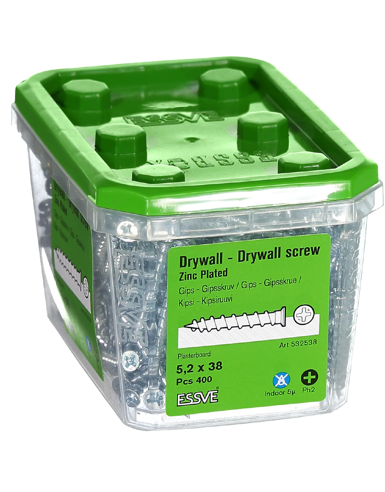 Gipsskrue senkhode 5,2x38 fzb -400 blankforsinket stål