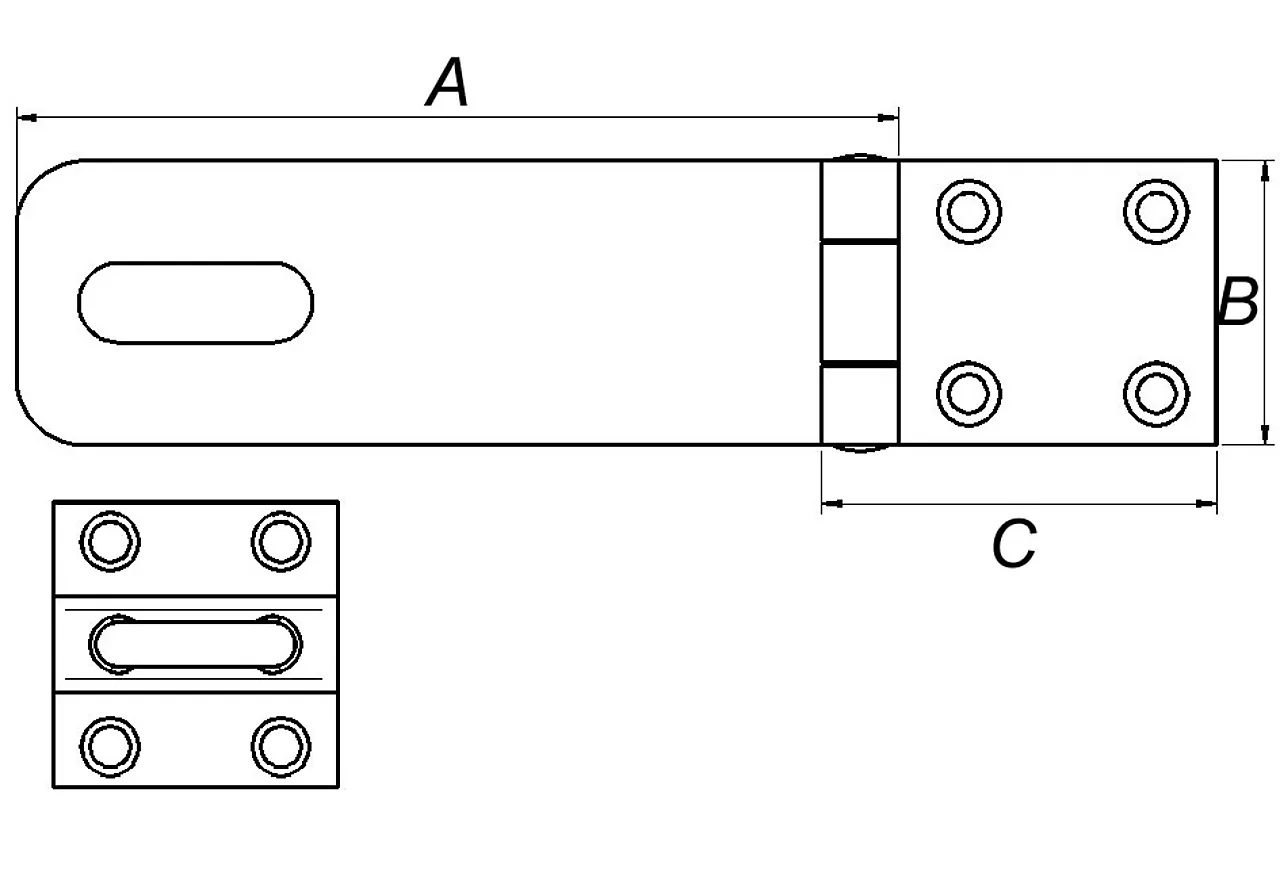 Haspe 155 mm rustfri null - null - 2 - Miniatyr