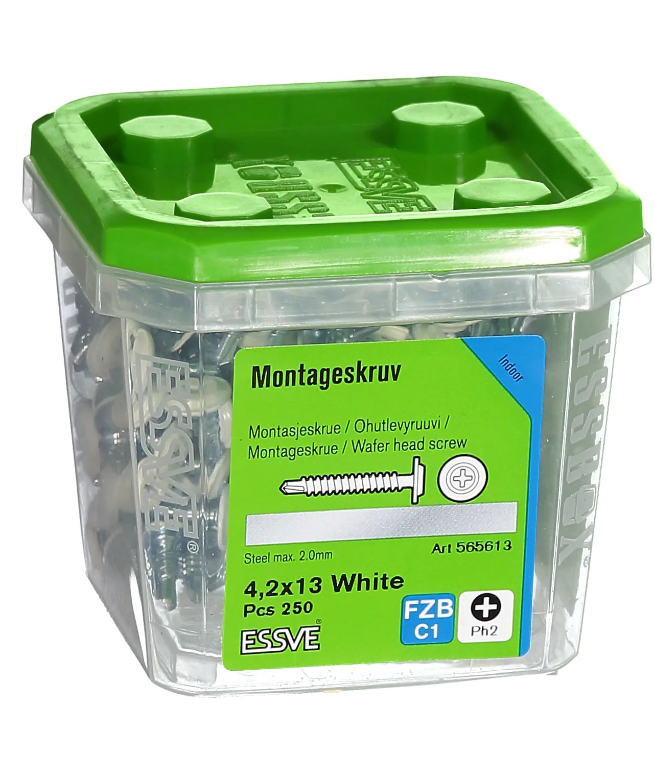 Montasjeskrue hvit 4,2x13 fzb-250 borspiss for stål blankforsinket null - null - 3 - Miniatyr