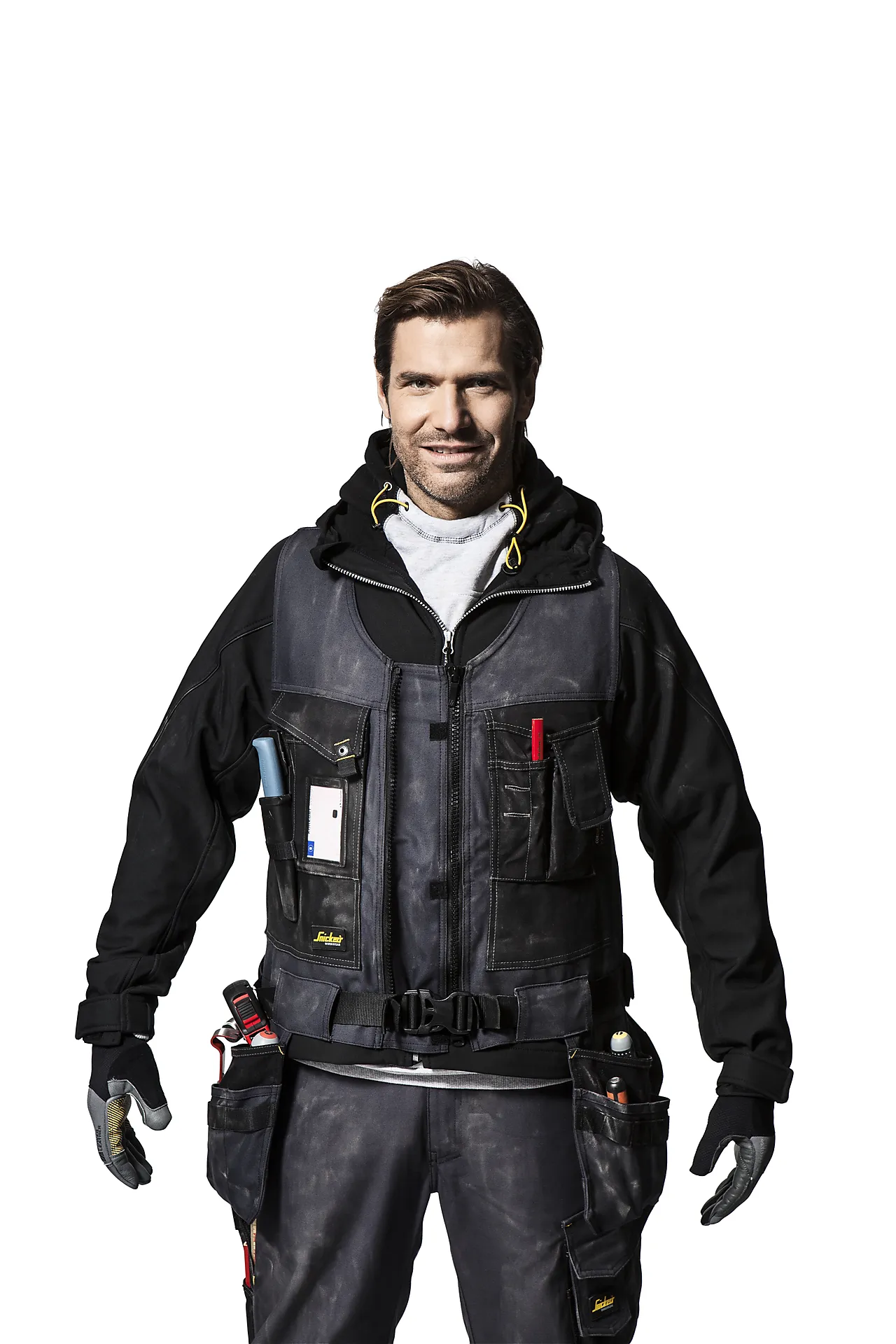 Verktøyvest 4254 sort/sort XXL canvas med hylsterlommer null - XXL - 2 - Miniatyr