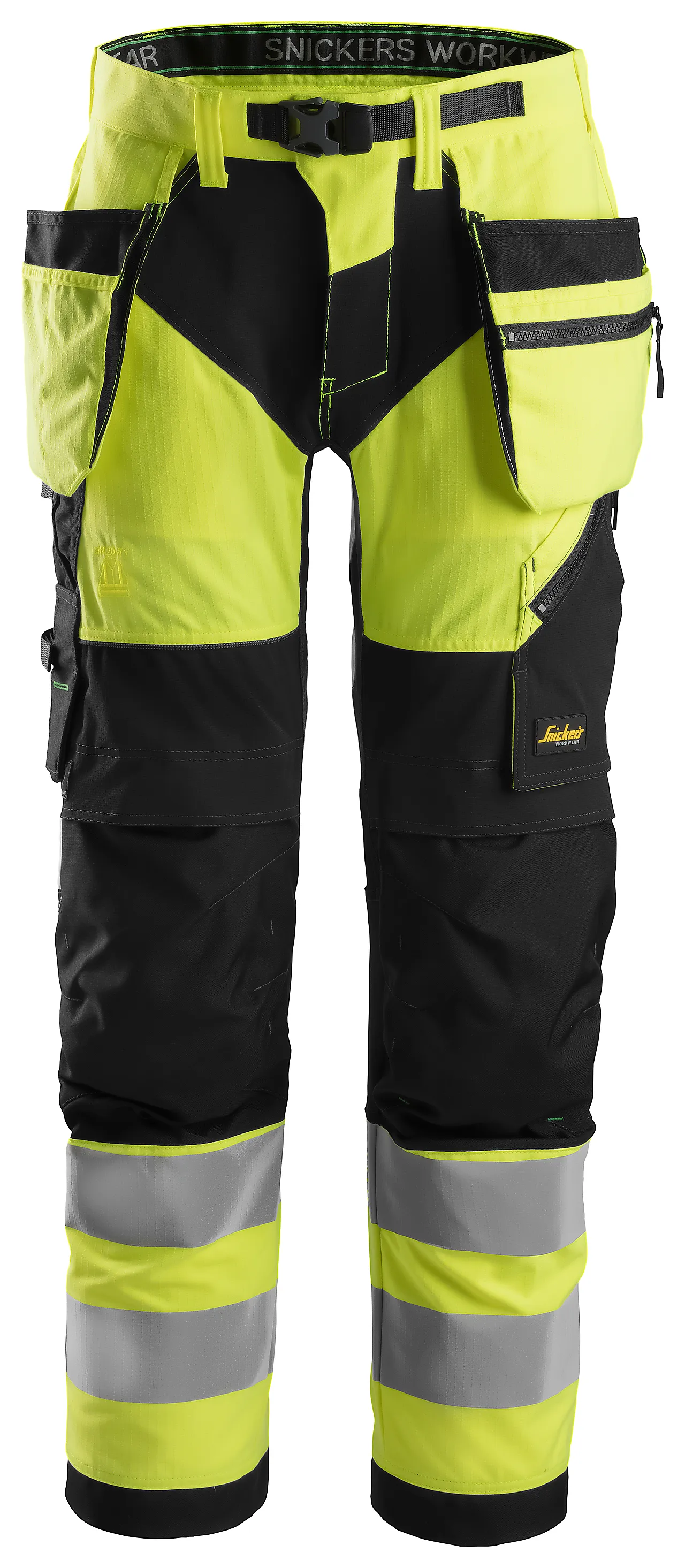 Bukse 6932 gul/sort 100 snicers highvis kl 2 hylsterlommer