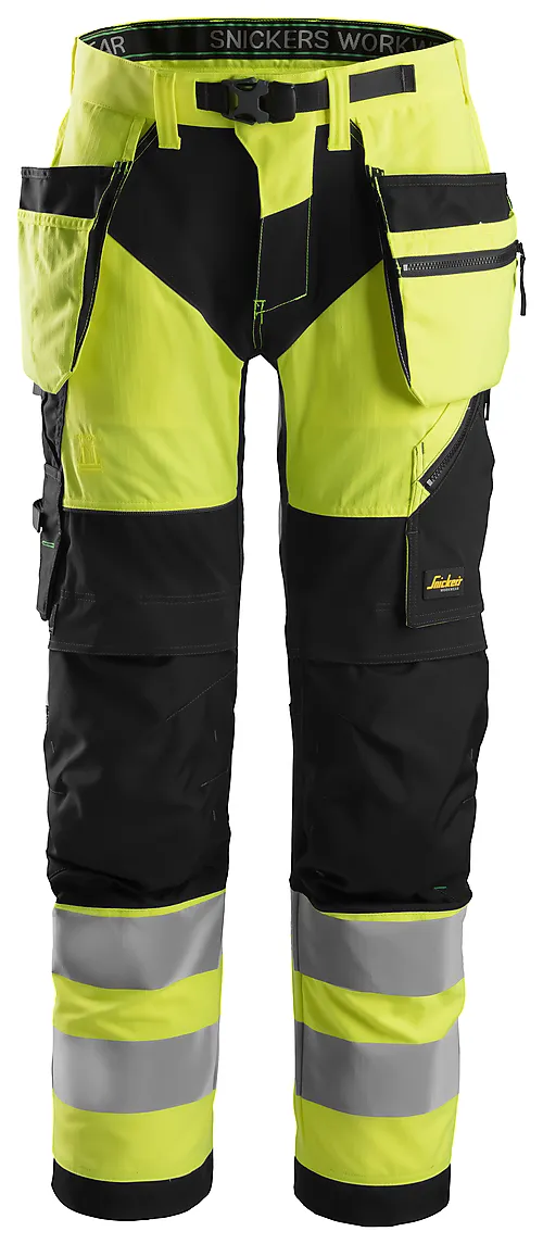 Bukse 6932 gul/sort 104 snicers highvis kl 2 hylsterlommer