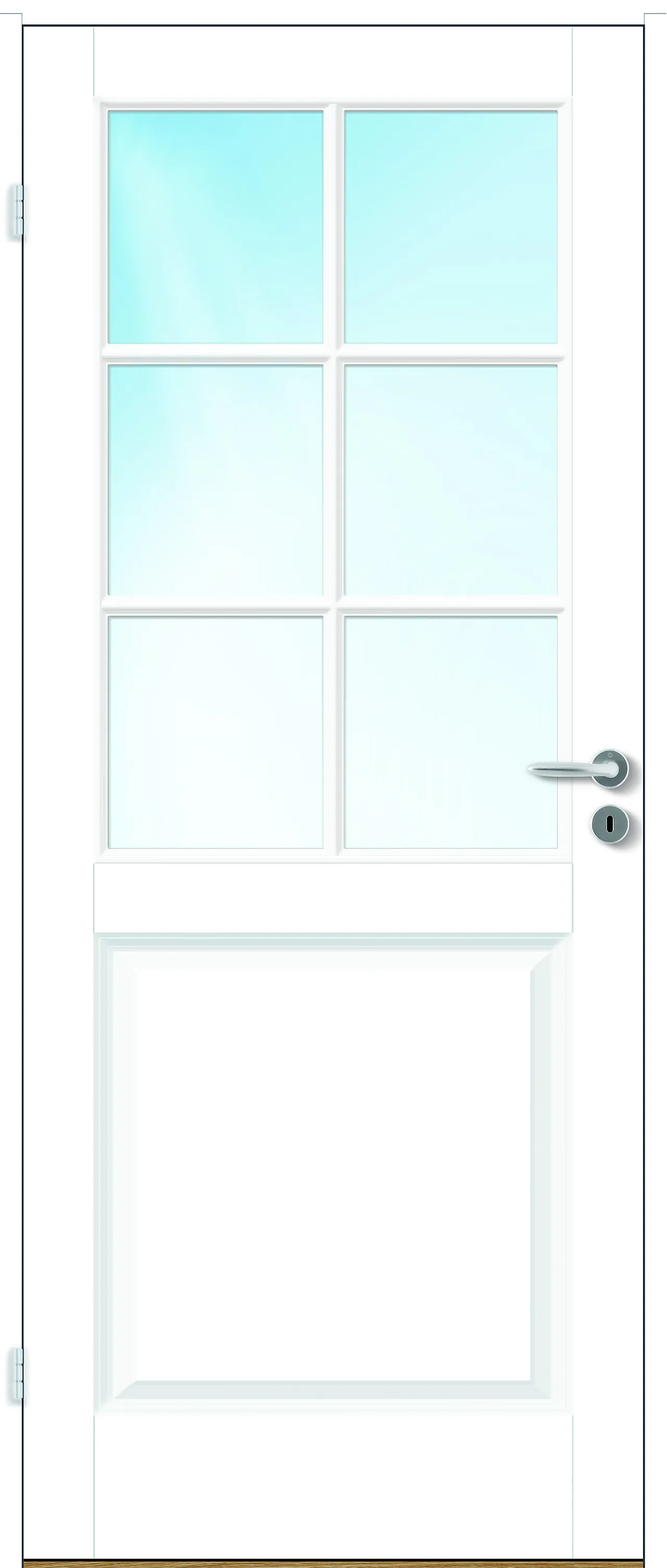 Innerdør Kari Kompakt halvglass klassisk hvit 80x200 cm