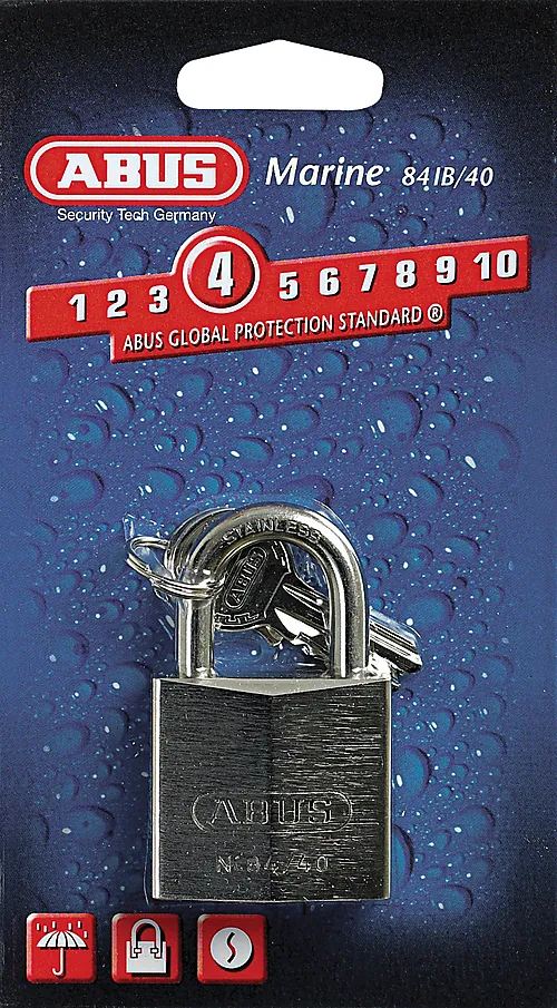 Hengelås 84ib/40 c marine abus forn.messing/bøyle rustf stål