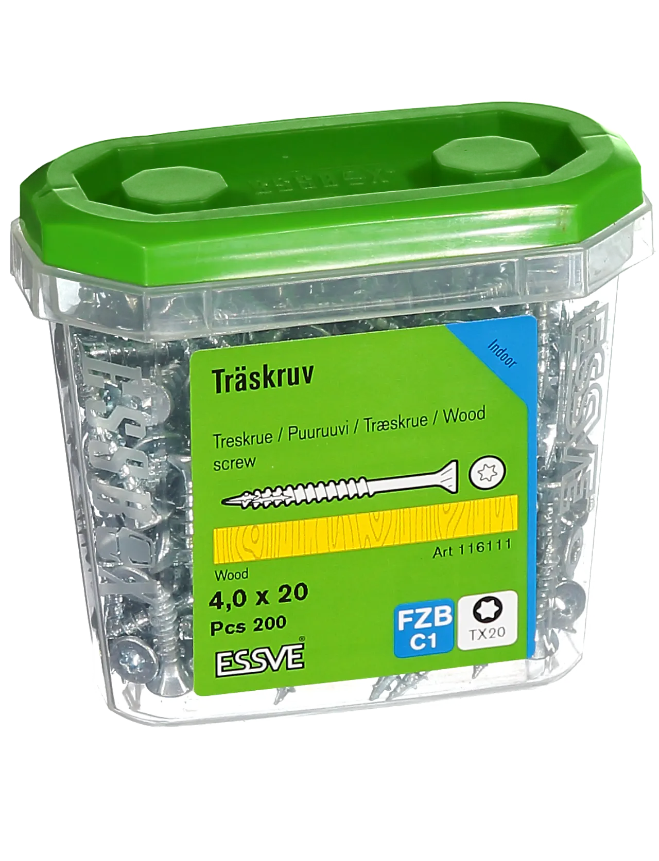 Treskrue innvendig senkhode 4x20 mm 200 stk null - 4x20 - 2 - Miniatyr