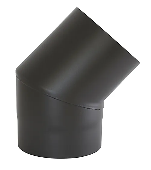 Røykrør kne Ø150 mm 45° kort uten luke