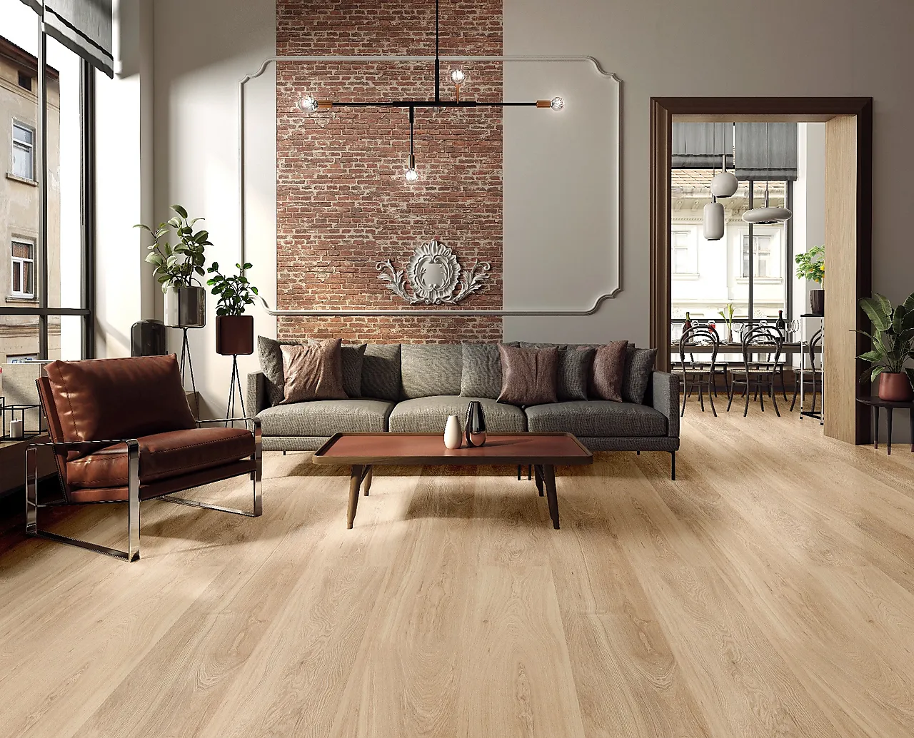 Hydrovinyl Gulv lys Eik 1815x230x10 mm