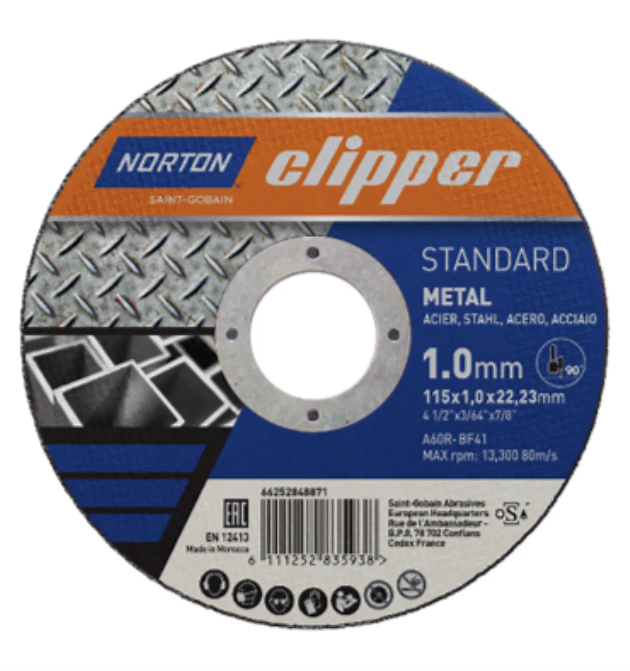 Kappeskive med X-lock for stål 125x1.6x22.23 mm