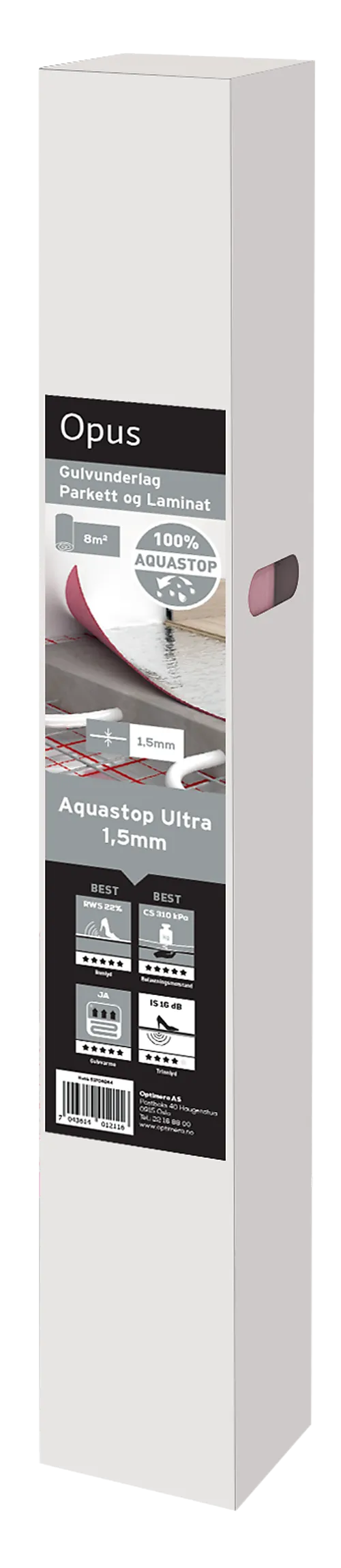 Gulvunderlag Aquastop Ultra 1,5 mm 1x8 m