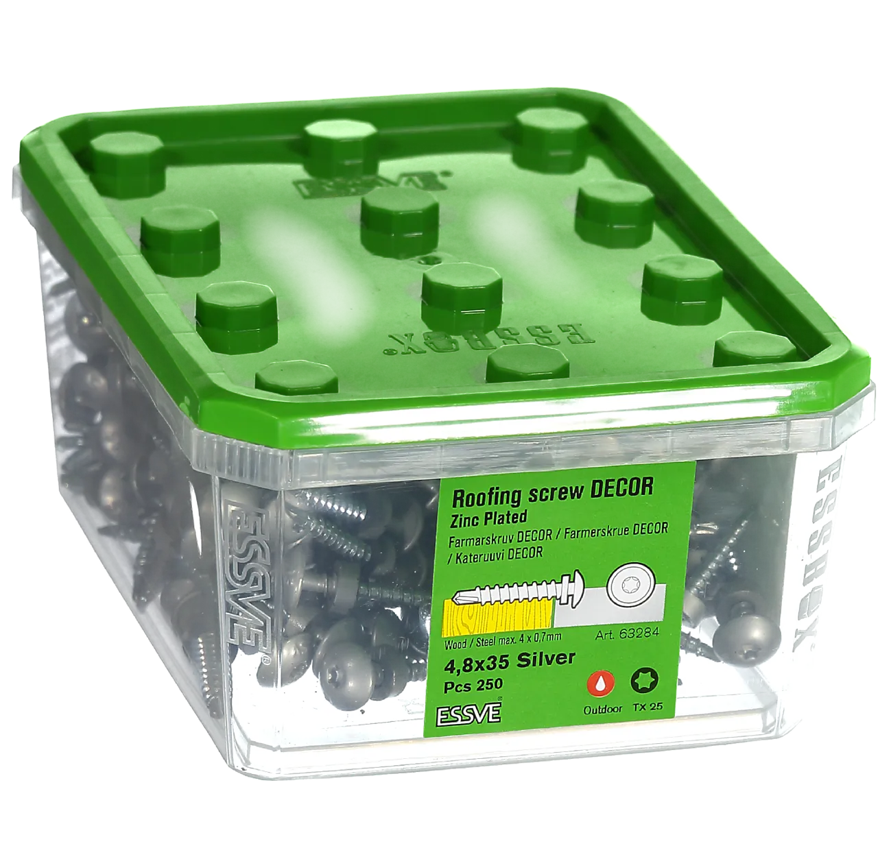 Farmerskrue sølv 4,8x35 fzb -250 decor redusert borspiss ral 9006