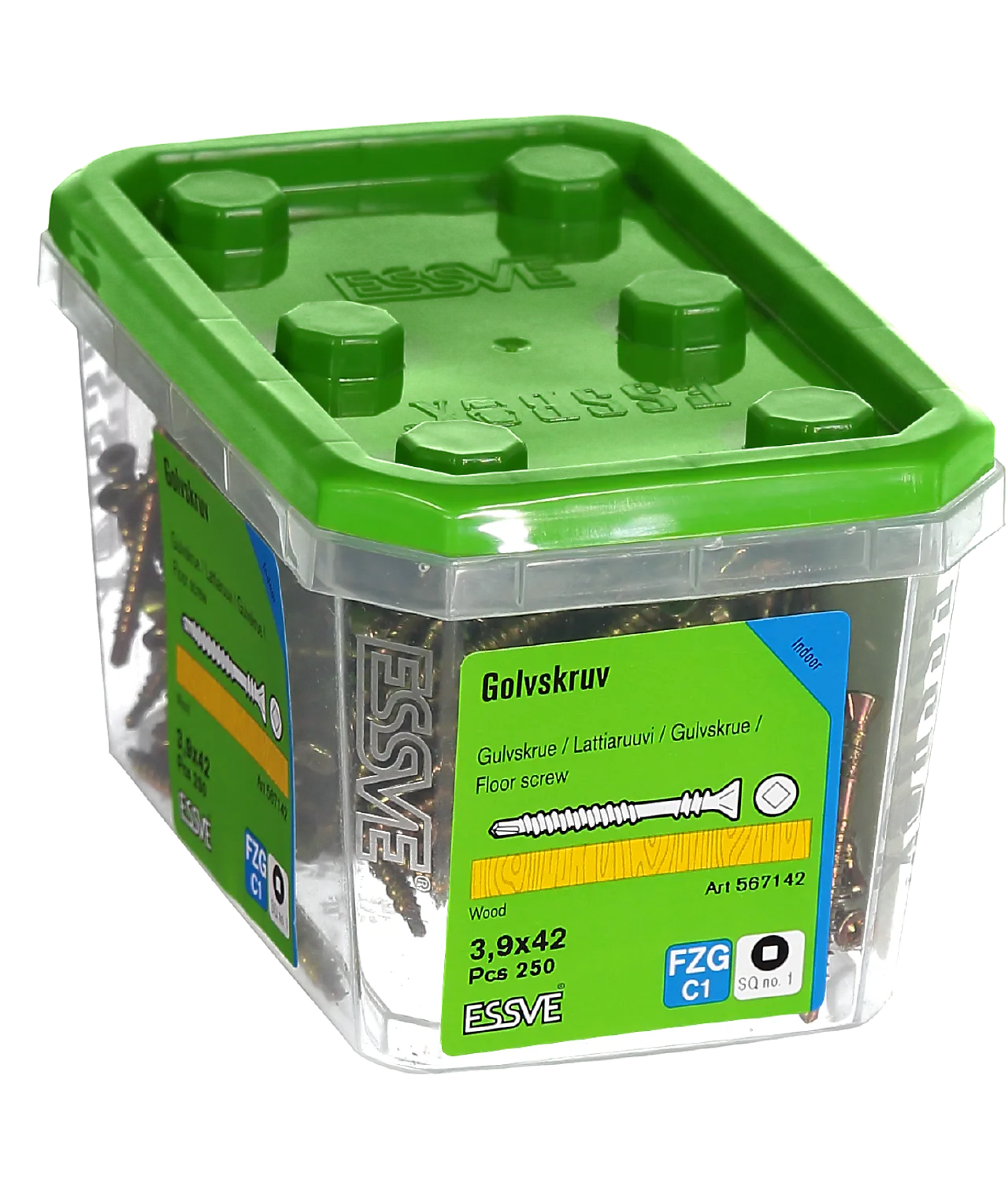 Gulvskrue innvendig 3,9x42 gul 250 stk null - null - 2 - Miniatyr