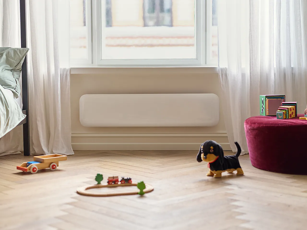 Panelovn stål list 850 watt hvit